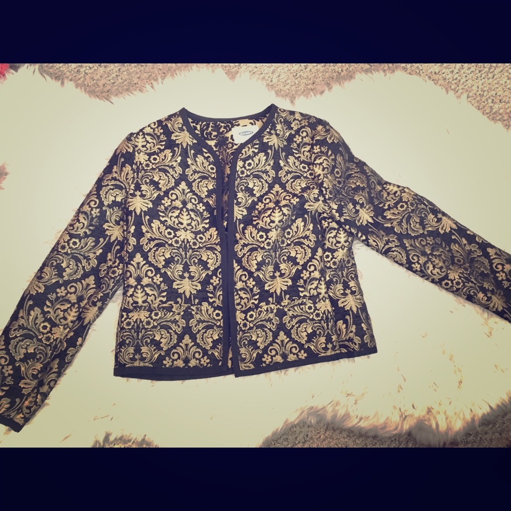 Old Navy gold and black paisley coat.